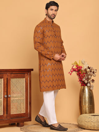 Sequin & Embroidered Kurta with Pyjamas