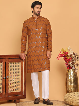 Sequin & Embroidered Kurta with Pyjamas