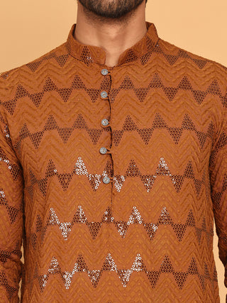 Sequin & Embroidered Kurta with Pyjamas