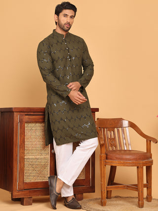 Sequin & Embroidered Kurta with Pyjamas