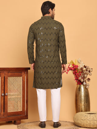 Sequin & Embroidered Kurta with Pyjamas