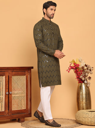 Sequin & Embroidered Kurta with Pyjamas