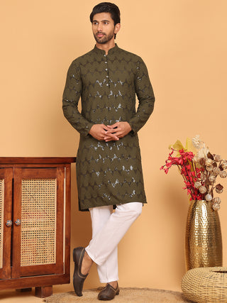 Sequin & Embroidered Kurta with Pyjamas