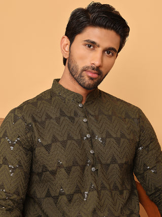 Sequin & Embroidered Kurta with Pyjamas