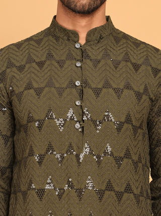 Sequin & Embroidered Kurta with Pyjamas