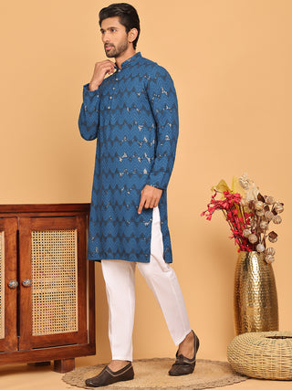 Sequin & Embroidered Kurta with Pyjamas