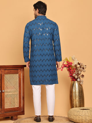 Sequin & Embroidered Kurta with Pyjamas