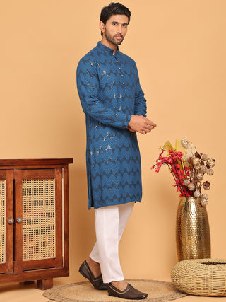Sequin & Embroidered Kurta with Pyjamas