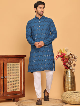 Sequin & Embroidered Kurta with Pyjamas