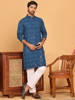 Sequin & Embroidered Kurta with Pyjamas