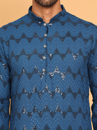 Sequin & Embroidered Kurta with Pyjamas