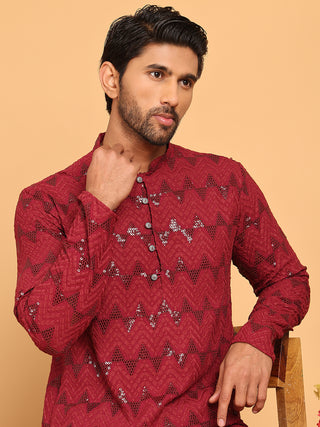 Sequin & Embroidered Kurta with Pyjamas