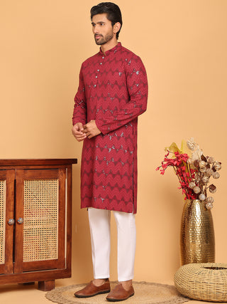 Sequin & Embroidered Kurta with Pyjamas