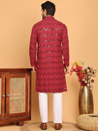 Sequin & Embroidered Kurta with Pyjamas