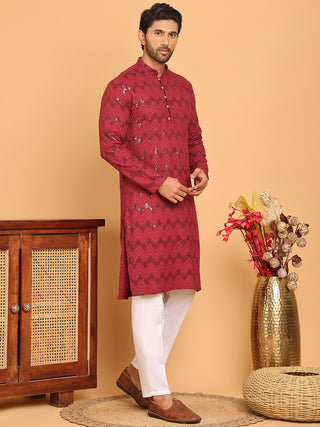 Sequin & Embroidered Kurta with Pyjamas