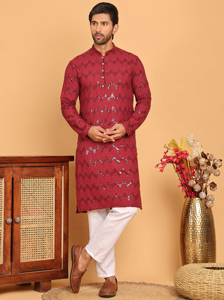 Sequin & Embroidered Kurta with Pyjamas