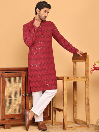 Sequin & Embroidered Kurta with Pyjamas