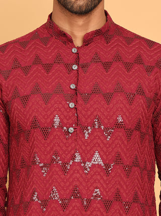 Sequin & Embroidered Kurta with Pyjamas