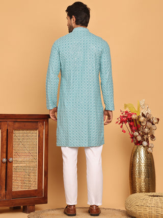 Viscose Sequins and Embroidered Kurta Set for Men