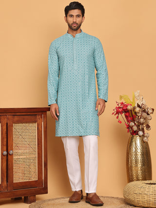 Viscose Sequins and Embroidered Kurta Set for Men