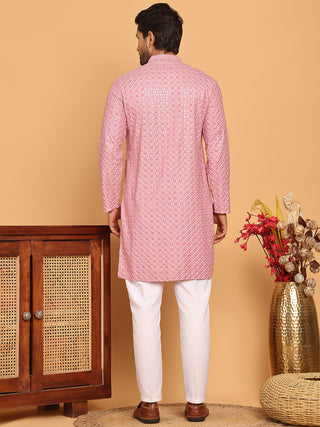 Viscose Sequins and Embroidered Kurta Set for Men