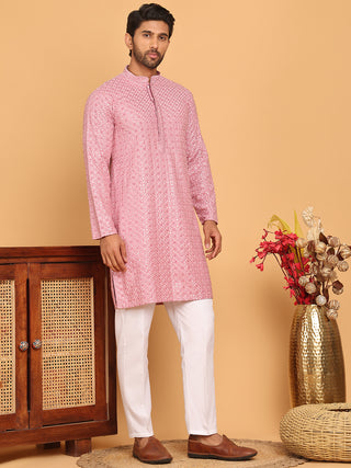 Viscose Sequins and Embroidered Kurta Set for Men