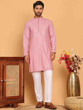 Viscose Sequins and Embroidered Kurta Set for Men