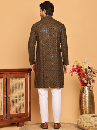 Viscose Sequins and Embroidered Kurta Set for Men
