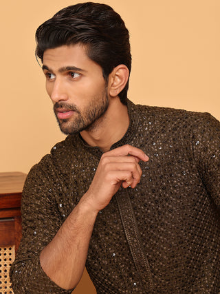 Viscose Sequins and Embroidered Kurta Set for Men