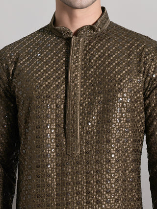 Viscose Sequins and Embroidered Kurta Set for Men