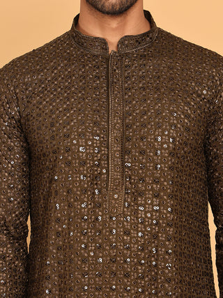 Viscose Sequins and Embroidered Kurta Set for Men