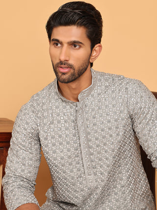 Viscose Sequins and Embroidered Kurta Set for Men