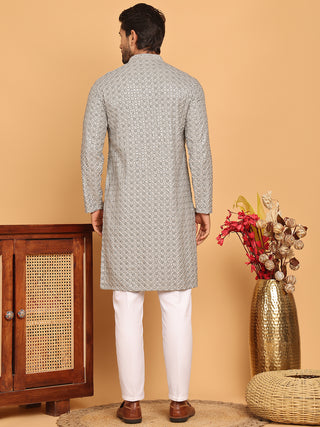 Viscose Sequins and Embroidered Kurta Set for Men