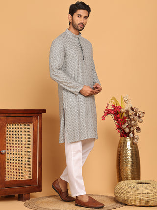 Viscose Sequins and Embroidered Kurta Set for Men
