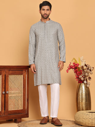 Viscose Sequins and Embroidered Kurta Set for Men