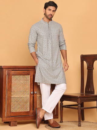 Viscose Sequins and Embroidered Kurta Set for Men