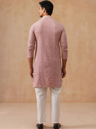 Embroidered Viscose Kurta Set For Men