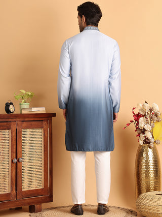 Ombre Printed Straght Kurta Pyjama for Men