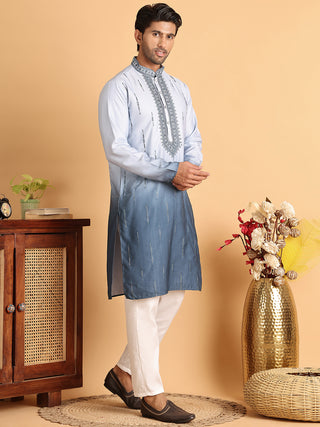 Ombre Printed Straght Kurta Pyjama for Men