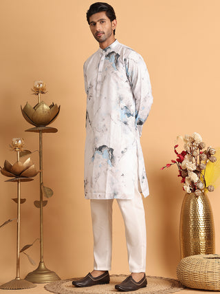 Marble Printed Sequin Cotton Kurta Pyjama Set
