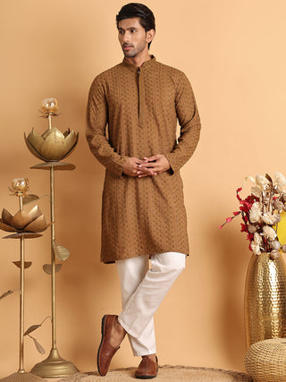 Embroidered & Sequins Straight Kurta Set For Men