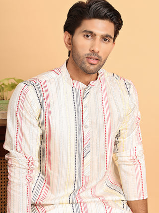 Embroidered Silk Blend Kurta Set For Men