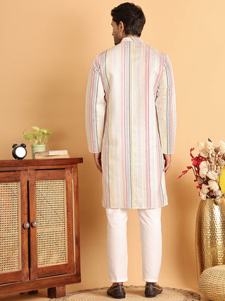 Embroidered Silk Blend Kurta Set For Men