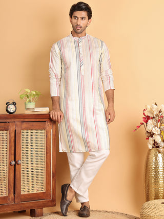 Embroidered Silk Blend Kurta Set For Men