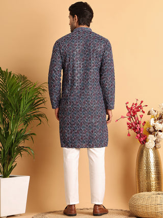 Embroidered Viscose Kurta Set For Men