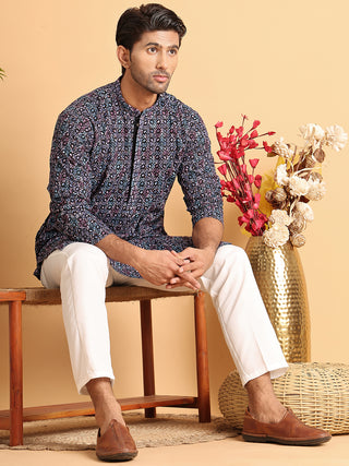 Embroidered Viscose Kurta Set For Men