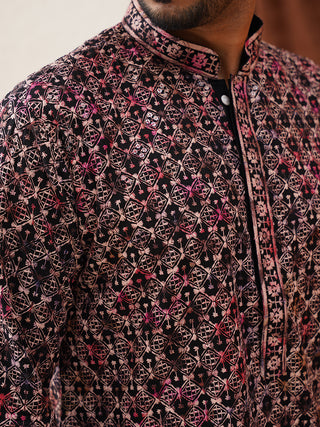 Embroidered Viscose Kurta Set For Men