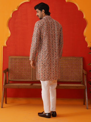 Embroidered & Printed Kurta Set For Men