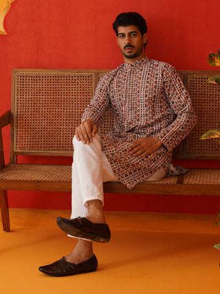 Embroidered & Printed Kurta Set For Men