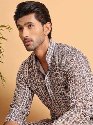 Embroidered & Printed Kurta Set For Men
